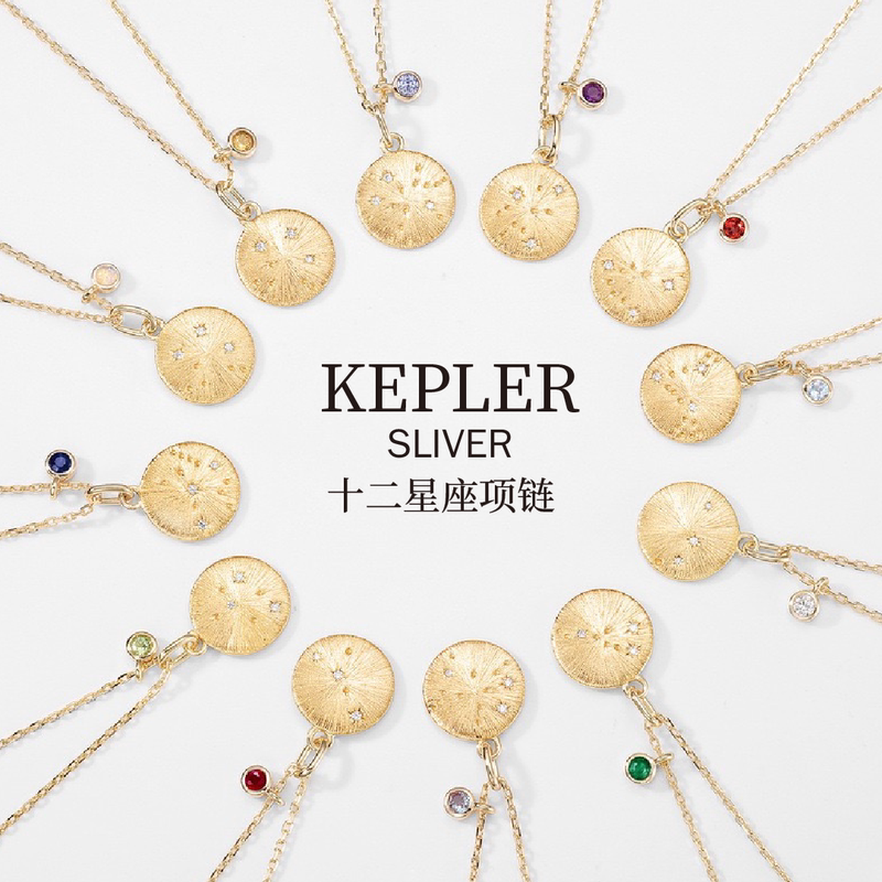 Sterling Silver Twelve Zodiac Sign Necklace Birthstone Citrine Long Sweater Chain Coin Gold Designer Style Lucky Stone Pisces