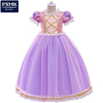 2024 new childrens dress summer Elsa 2 princess dress short-sleeved mesh tutu skirt cosplay costume