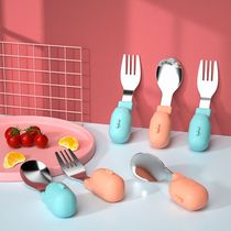 304 stainless steel spoon baby learning to eat spoon short handle spoon fork baby tableware training food supplement