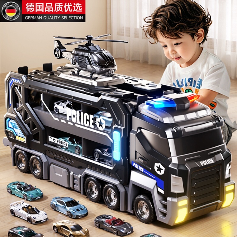 Germany 2026 New Model Children's Track Toy Car Police Car Transforming Ejection Car 3-9 Year Old Boy Birthday Gift