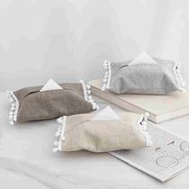 Japanese simple plain imitation linen tissue box home living room restaurant coffee table paper box office desktop tissue set