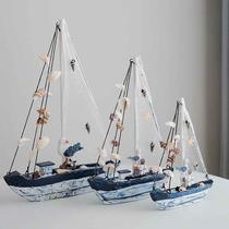 Mediterranean home accessories blue and white shell sailboat old style handicraft gifts smooth sailing