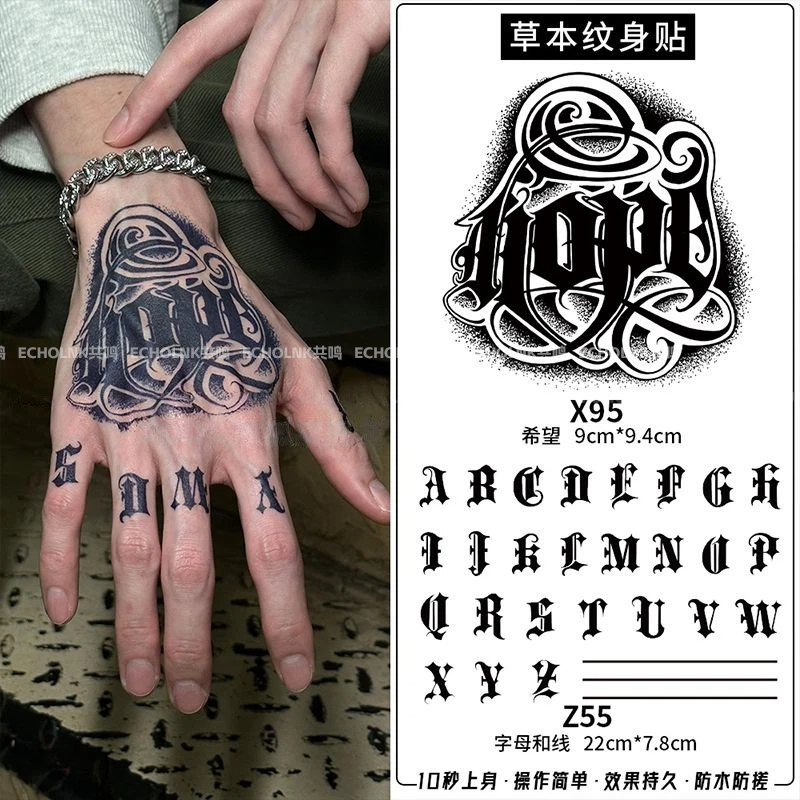 European and American Style Bold Finger Tattoo Stickers, Semi-Permanent, Waterproof, Long-Lasting, Anti-Scratch, Non-Reflective, for Men and Women European and American Style Bold Finger Tattoo Stickers, Semi-Permanent, Waterproof, Long-Lasting, Anti-Scratch, Non-Reflective, for Men and Women