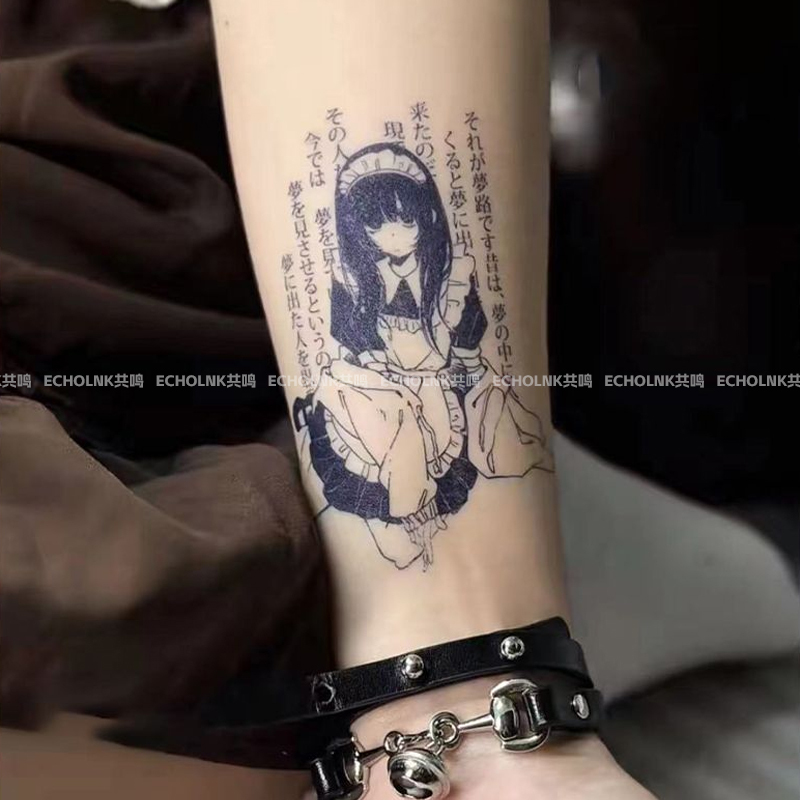 Japanese Anime Maid Arm Flower Arm Semi-Permanent Herbal Tattoo Stickers for Men and Women Waterproof Long-Lasting Realistic Tattoo Stickers