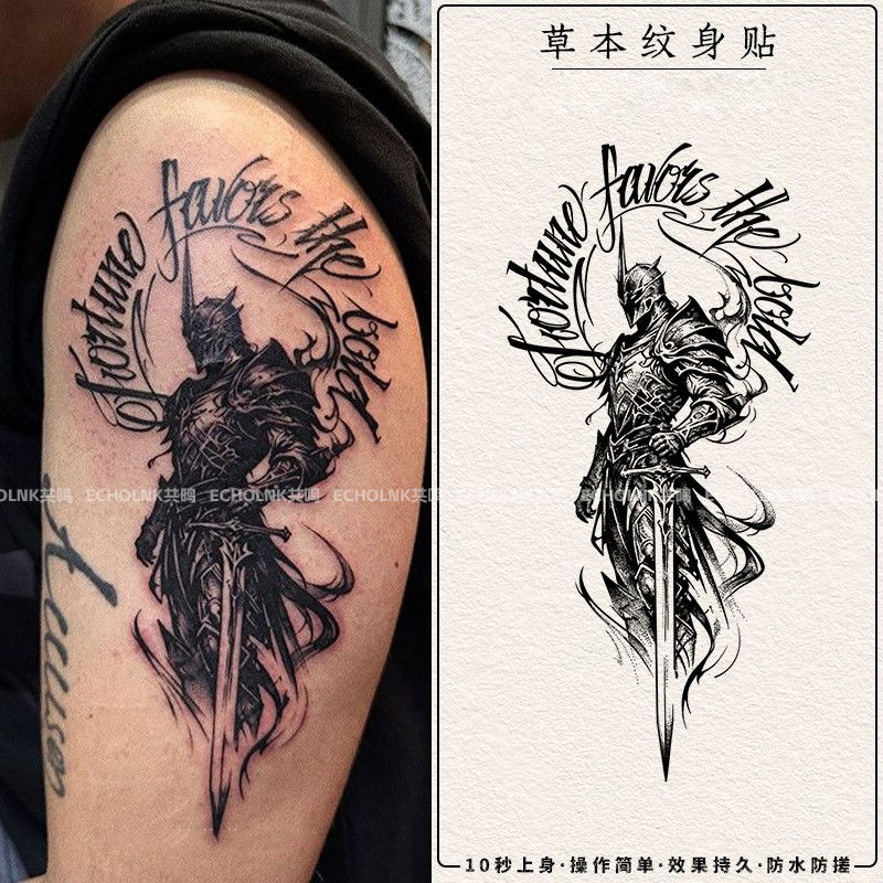 European and American Style Temporary Tattoo with English Calligraphy, Herbal Tattoo Stickers for Men and Women, Waterproof, Long-Lasting, Semi-Permanent Arm Tattoo