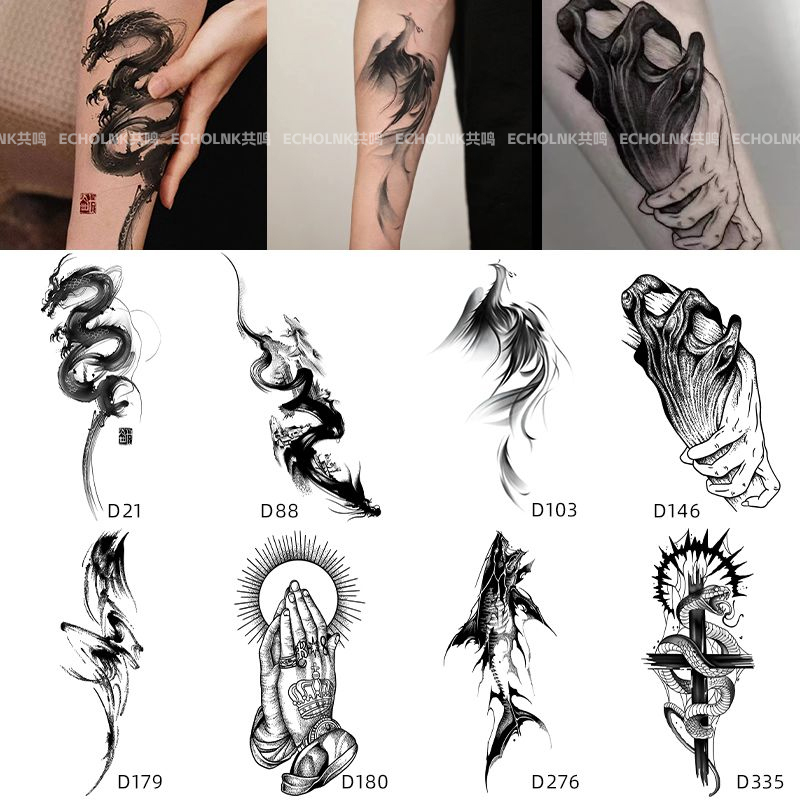 Chinese Style High-Quality Large-Area Arm Flower Arm Herbal Tattoo Stickers Semi-Permanent Anti-Rubbing Non-Fading Realistic Tattoo Stickers