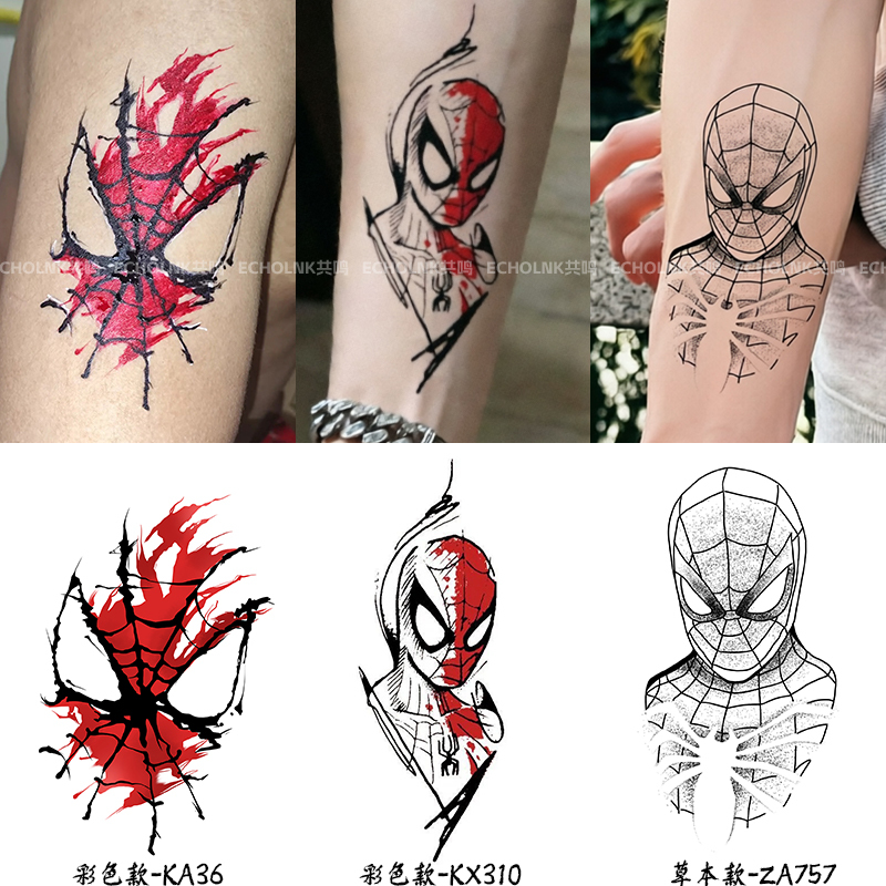 Marvel Spider-Man New Day Tattoo Sticker Waterproof Long-Lasting Arm Simulation Tattoo Sticker Trendy Cool Personalized Scar Covering