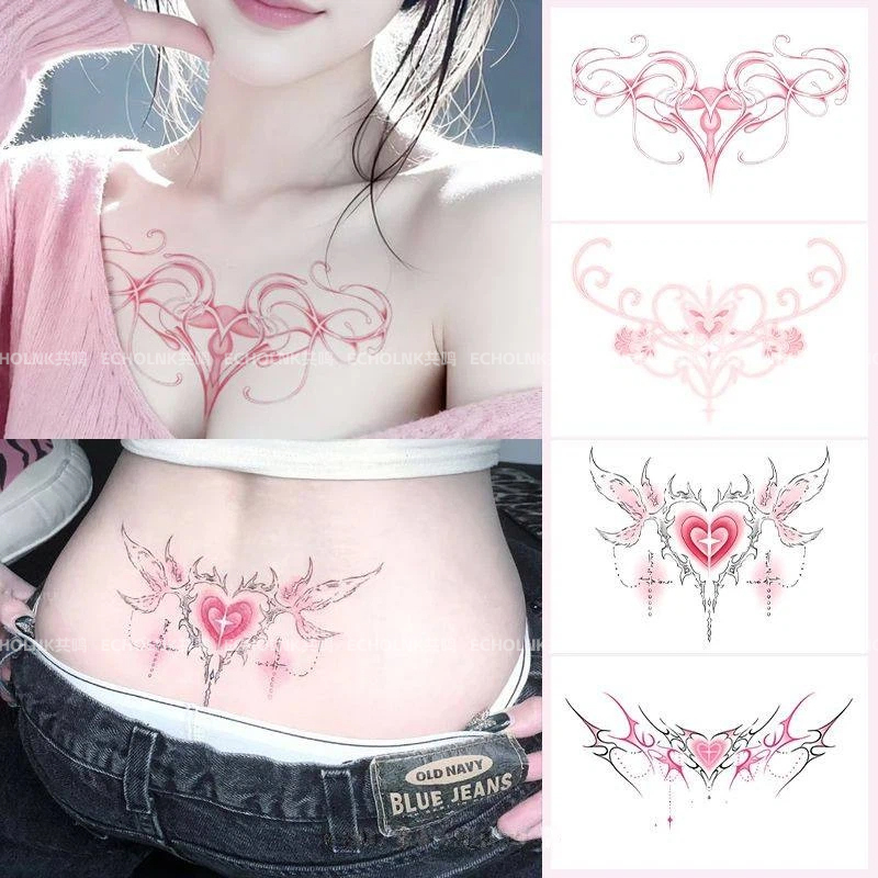 Pink Memories Series Pure Desire Girl Succubus Color Tattoo Stickers for Women Waterproof Long-Lasting Disposable Washable