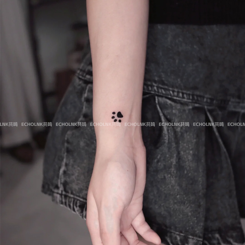 Cute Puppy Paw Print Herbal Tattoo Stickers for Women, Waterproof, Long-Lasting, Semi-Permanent Wrist Small Tattoo, Realistic Color