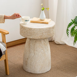 Antique Style Living Room Sofa Small Side Table Imitation Stone Cream Style Small Coffee Table Art Coffee Table Bedside Small Round Table