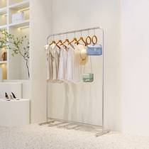 Clothes store clothes hanger stainless steel brushed silver display rack womens clothing store mobile island floor-standing display rack