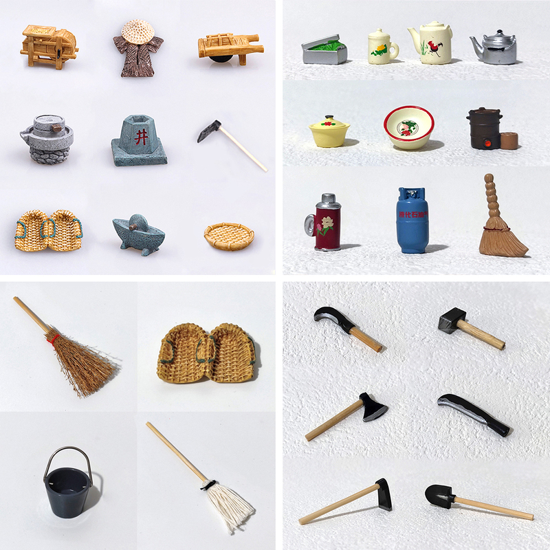 Miniature Chinese Retro Farm Tools Model Small Ornaments Micro Landscape Nostalgic Daily Necessities DIY Decoration Sand Table Props Miniature Chinese Retro Farm Tools Model Small Ornaments Micro Landscape Nostalgic Daily Necessities DIY Decoration Sand Table Props