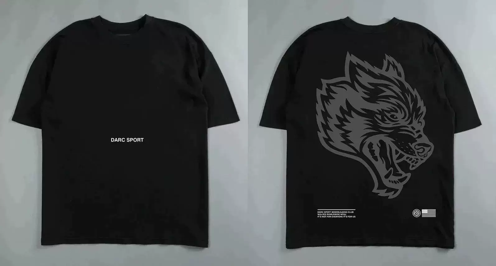 Darc Wolf Спортивная футболка Oversized Печать футболка для тренировок