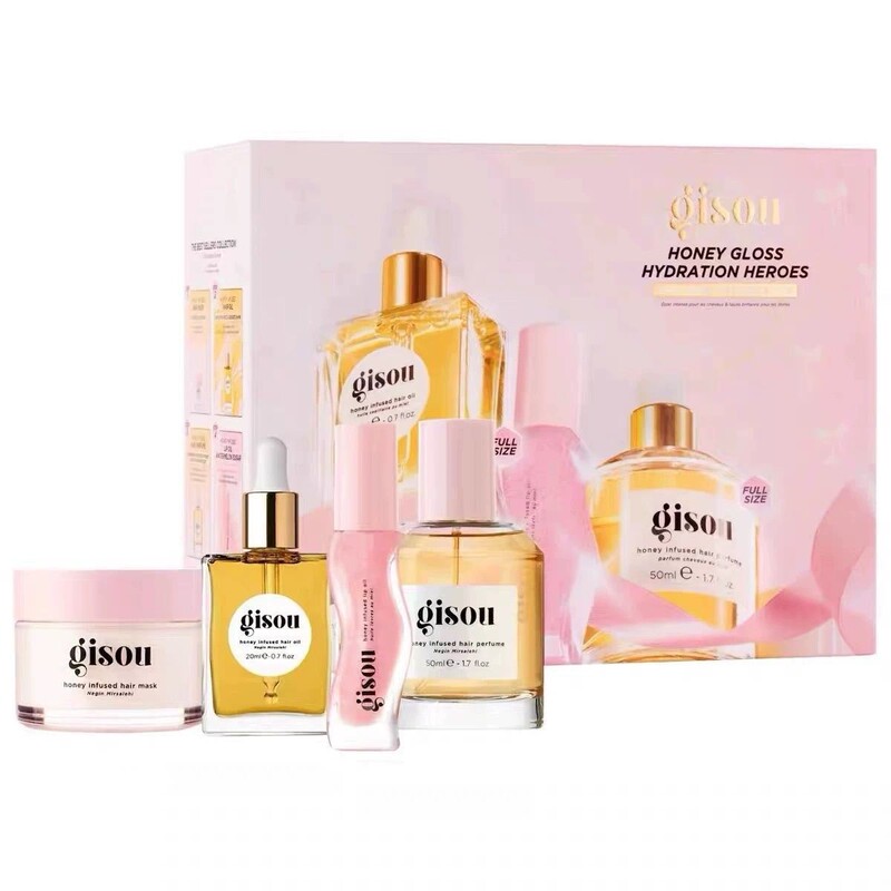 In Stock, Limited Edition Gisou Honey Hair Care Tinted Lip Oil Set, Hair Mask, Hair Oil, Hair Perfume, Moisturizing Lip Gloss In Stock, Limited Edition Gisou Honey Hair Care Tinted Lip Oil Set, Hair Mask, Hair Oil, Hair Perfume, Moisturizing Lip Gloss