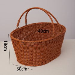 Imitation rattan shopping basket outdoor picnic basket basket shopping guide basket rattan fruit basket storage home