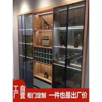 Minimalist glass cabinet door custom wine cabinet bookcase cupboard glass door with aluminum alloy tempered glass wardrobe door