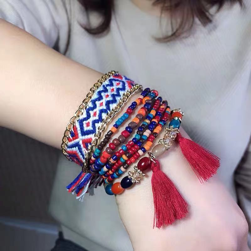Scar-Covering Wrist Jewelry for Women, Fashionable Bohemian Style Personalized Bracelet, Colorful Multi-Layer Beaded Bracelet, Yunnan Ethnic Style