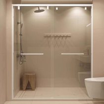 Boli Minimalist Narrow Side Shower Room Cream Style White Inline Bathroom Dry and Wet Separation Partition Glass Customization