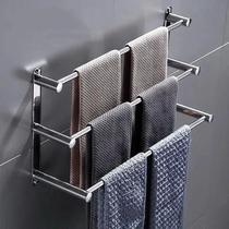 Towel frame toilet shelf wall hanging hole type double-use bathroom cool towel rod stainless steel