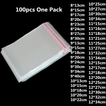 100pcs Clear Plastic Self Adhesive Bag Self Sealing Jewelry