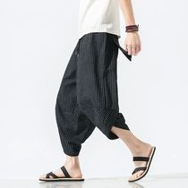 2024 Summer Harajuku Calf Length Casual Mens Pants Wide Leg