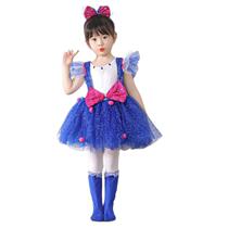 Blue Pink Kids Ballroom Clothing Sequined Modern Dance Dress