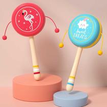Wooden rattle baby toy old-fashioned 0-1 to 3-year-old baby 2 newborn hand rattle sand hammer soothing wave drum