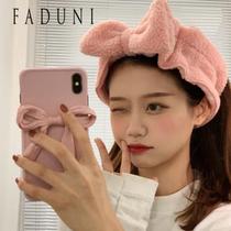 Cute big bow lamb wool face wash headband sweet girly heart headband facial mask headband hair accessories headdress