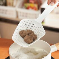 Japanese-style long-handled large colander water-isolating spoon multi-functional blanching spoon high temperature resistance household kitchen drain shovel large fishing spoon