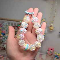 Welfare heavy industry hand-painted beads cartoon mobile phone chain cute bag pendant ins style original keychain couple best friends