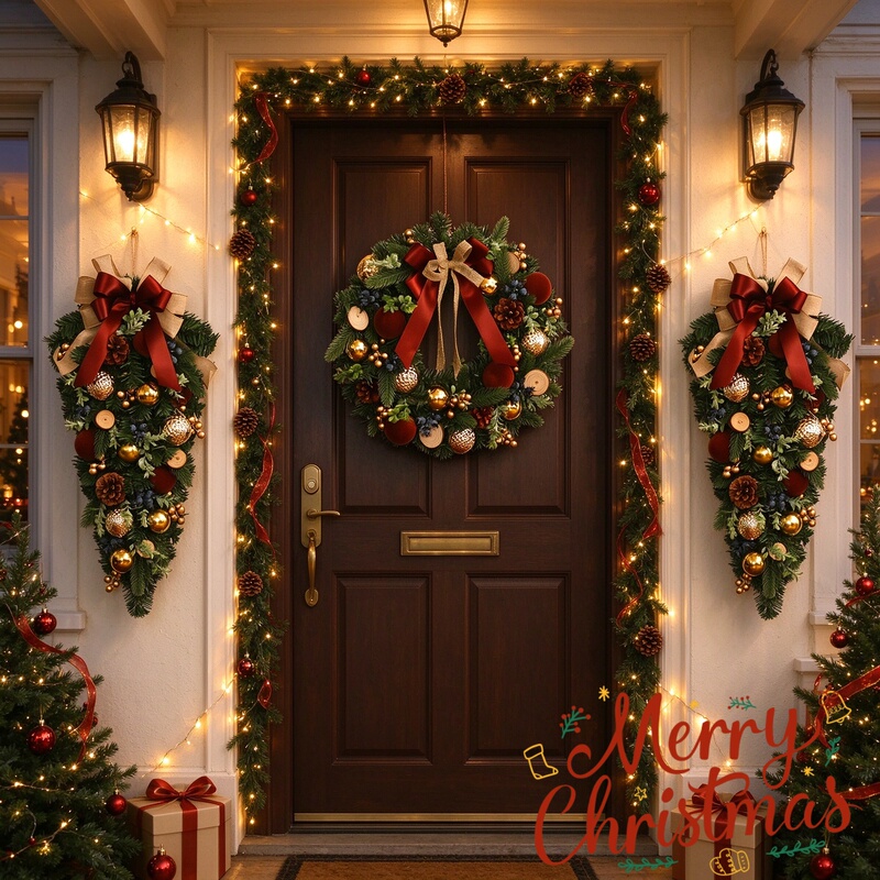 Christmas Wreath for the Front Door, Creative Atmosphere Home Decoration, Fireplace Wall Hanging Christmas Wreath for the Front Door, Creative Atmosphere Home Decoration, Fireplace Wall Hanging