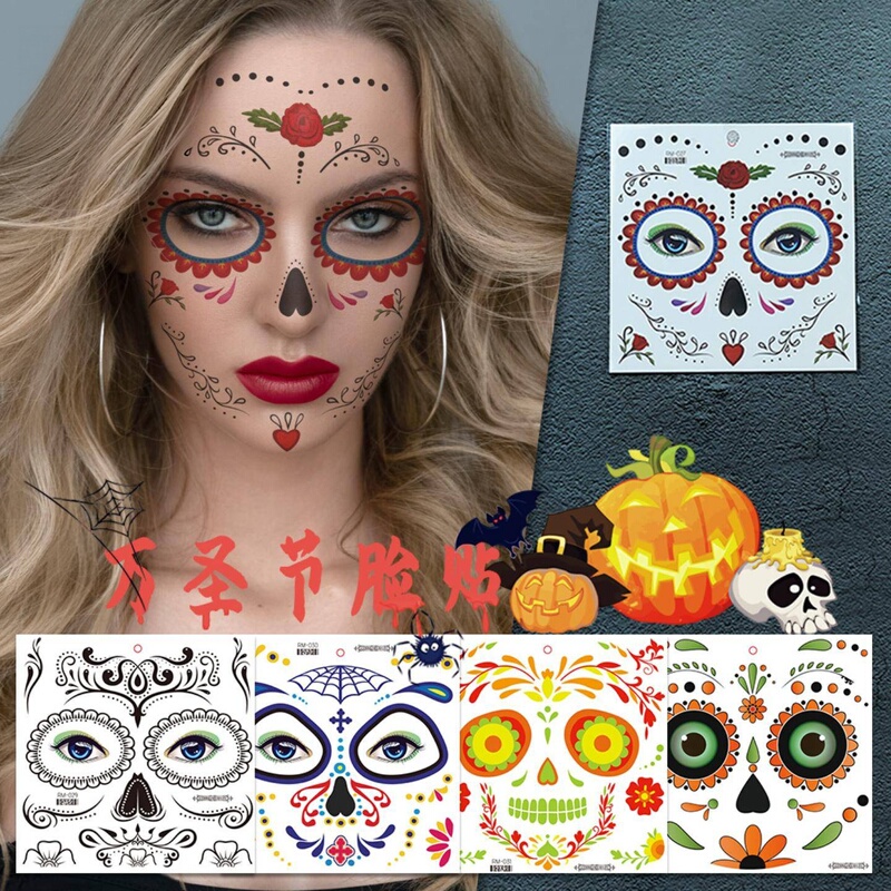 Halloween Face Stickers Skull Ghost Festival Face Tattoos Party Makeup Cosplay Ghost Festival Funny Creative Decorative Stickers