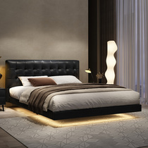 Chivas Regal suspended bed Italian style light luxury leather bed modern simple minimalist black full-edge small apartment master bedroom double