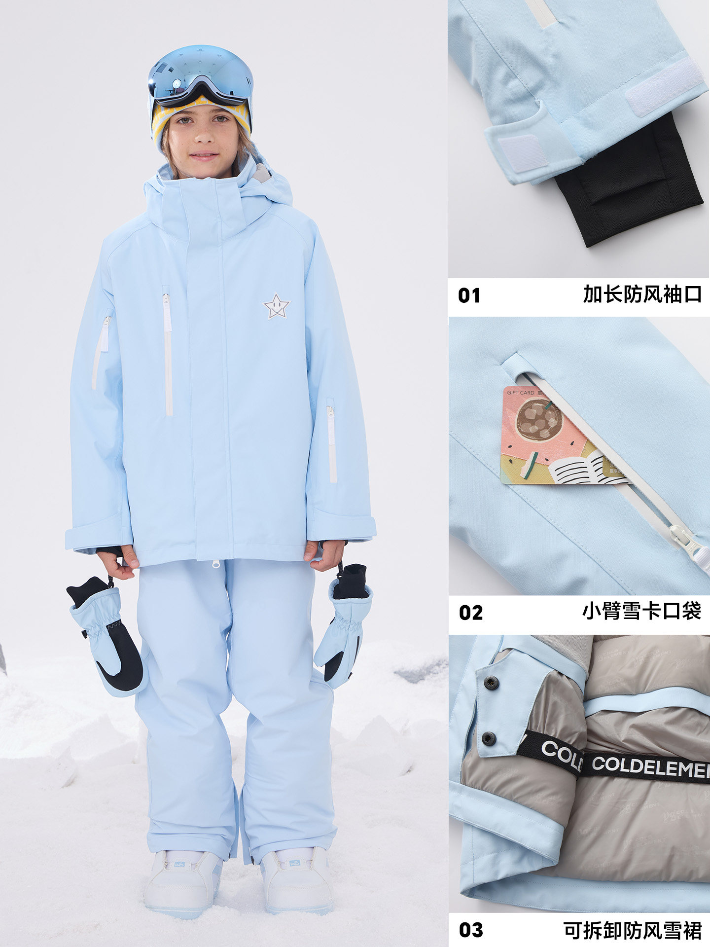 Coldelement Kidsren's Ski Suit Set for Boys and Girls, Thickeneded Windproof and Waterproof 3L Ski Suit with down Filling