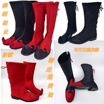 Ethnic Mongolian boots hook-foot drumming shoes animation shoes Yangko dance shoes mens dance boots clown shoes COS performance boots