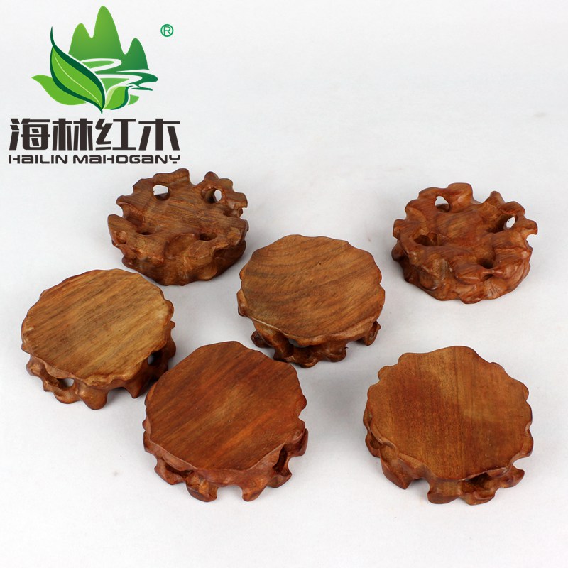 Redwood Round Root Carving Base Craft Decorated Chi stone jade Purple Tea Tea Set Base Cottage