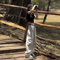 Kailer Stone American Retro High Street Workwear Wide Leg Pants Womens Summer 2024 New Spring and Autumn Small Casual Pants