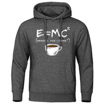 Energy=Milk Coffee Printed E=MC2 Funny Hoodie Mens Loose Ov