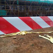 Viscose scaffolding with adhesive tape isolation ribbon skirting board rack floor warning from outside the construction site