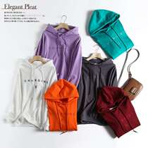 8008-22 spring new loose letter embroidery hooded sweater fu