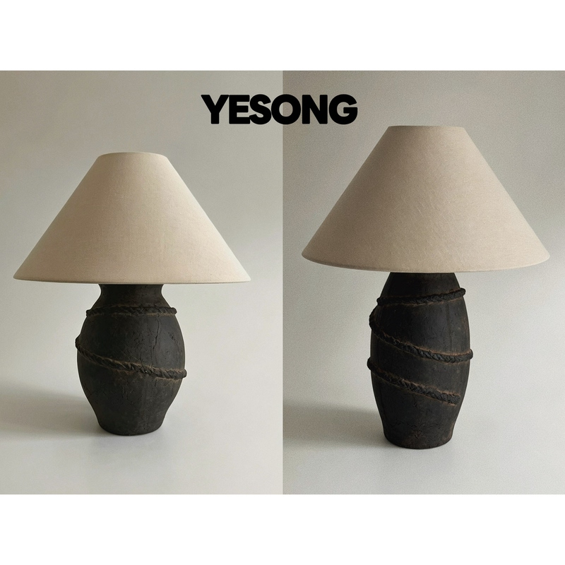 Original Handmade Vintage Clay Table Lamp, French Export Coarse Pottery Ornament, Vintage Style Luxury Living Room Decorative Night Light