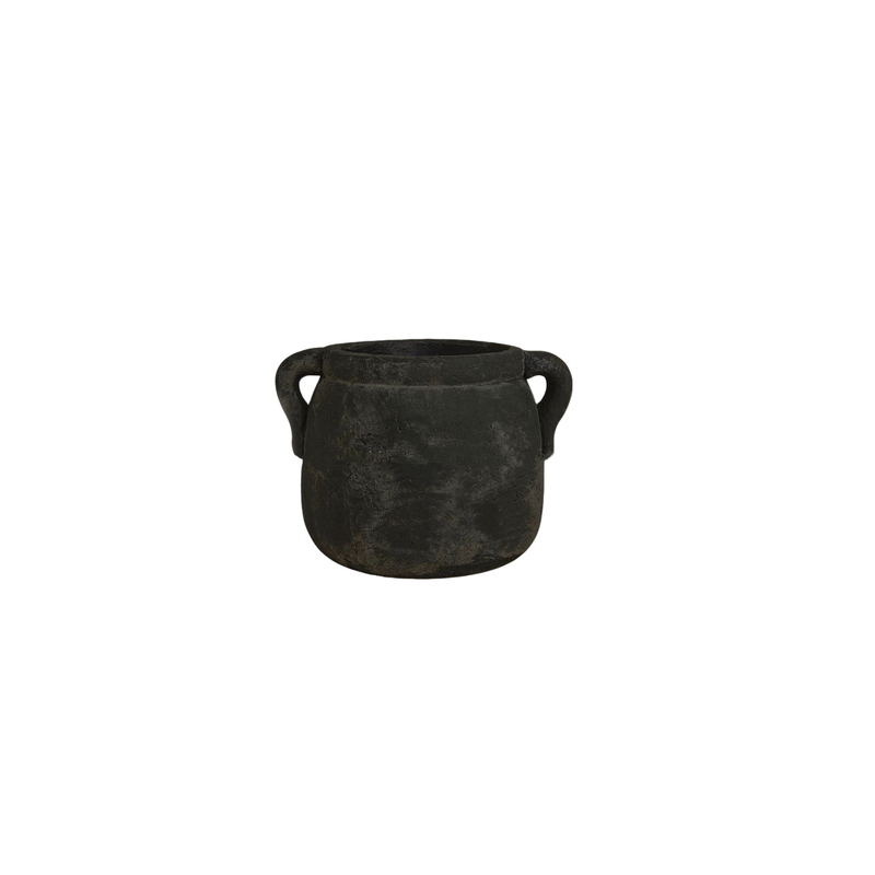 Wild Ode/Antique-Style Double-Eared Jar Bookshelf Ornament Wabi-Sabi Distressed Pottery Jar Vase Rustic Pottery Jar Zen-Style Study Room Guesthouse