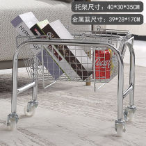 Desktop trolley base basket bracket metal shelf snack cart storage cart mobile stainless steel wheeled storage basket