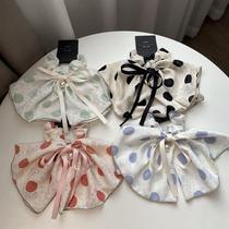 High-quality French polka-dot pearl pendant bow ribbon large intestine hair ring temperament super fairy hair bow headband