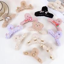 New autumn and winter plush grab clips high-end hair clips hair accessories cartoon hair clips for women shark clips on the back of the head