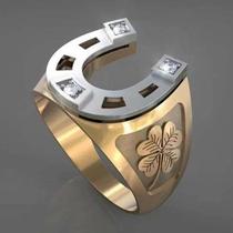 European and American cross-border foreign trade accessories personalized and creative gold-plated two-color petals U-shaped diamond ring mens and womens jewelry