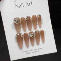 Wearable manicure pure handmade manicure finished fake nail patch autumn and winter light luxury style celebrity bead curtain explosive diamond