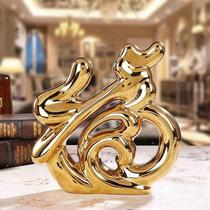 Jingdezhen electroplated ceramic handicrafts Chinese style Fu character Na Fu Feng Shui entrance hall interior decoration opening ornaments