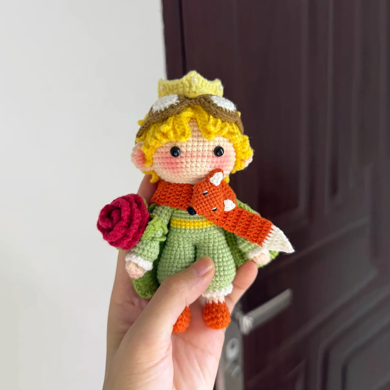 The Little Prince and the Fox Pendant Yarn Handmade Crochet Kit DIY Boredom-Relief Crochet Doll Chinese Valentine's Day Gift
