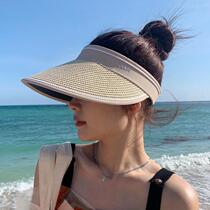 Hat simple and versatile outdoor sun visor sports French style enlarged double layer UV outdoor Korean style duck tongue black glue